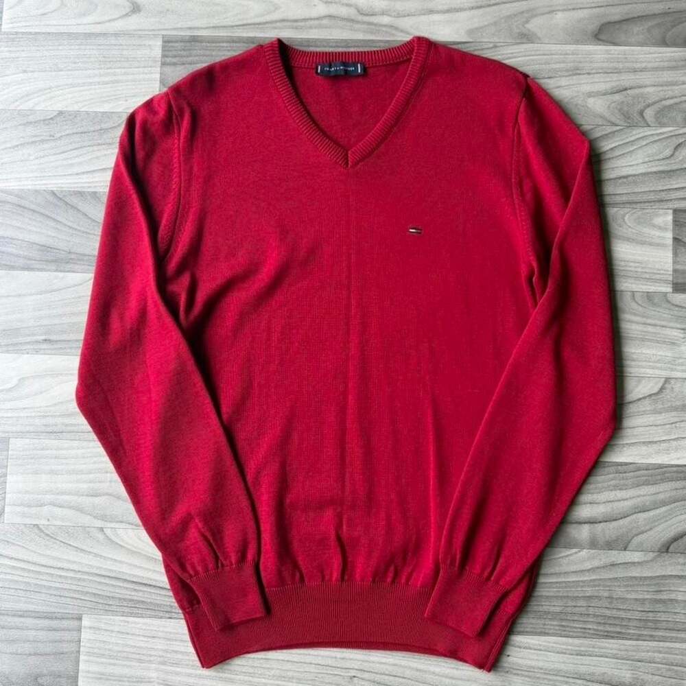 Tommy Hilfiger Vintage Red V-Neck Sweater